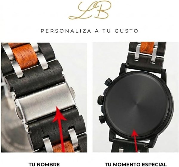 Reloj Madera Personalizado Hombre - Grabado Personalizable