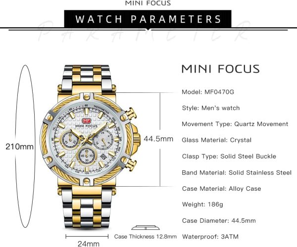 MF Mini Focus Relojes para Hombre de Negocios (cronógrafo/impermeable/luminoso/calendario/24 Horas) Relojes