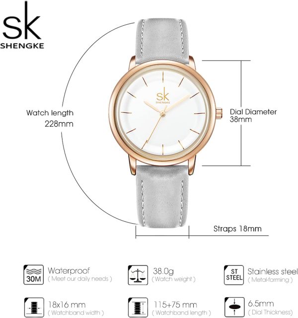 SHENGKE Reloj de pulsera de cuarzo para mujer
