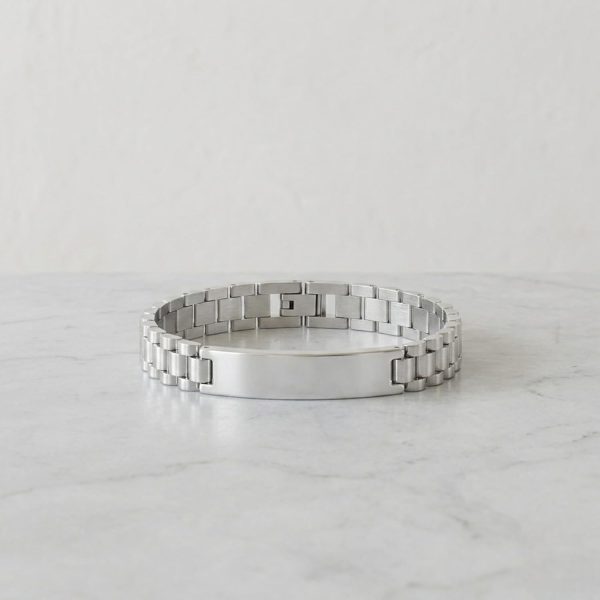 Pulsera Hombre Acero Inoxidable-Pulseras con Placa Grabable Personalizada-Grabado Personalizado Nombre