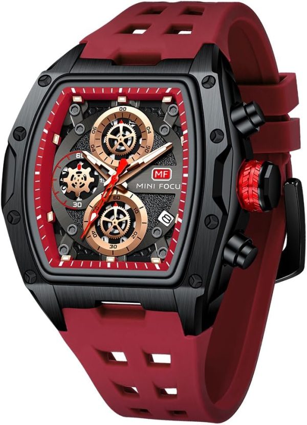 MF MINI FOCUS Relojes de pulsera para hombre únicos e informales (cronógrafo/impermeable/luminoso/calendario)
