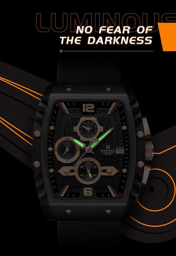Naviforce Reloj Reloj de Pulsera Moda Hollow Big Dial Luminoso Impermeable Deporte Analógico Cuarzo Negocios
