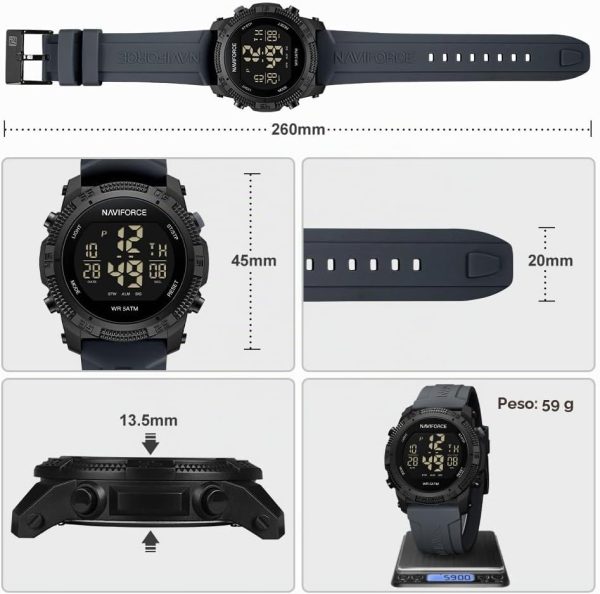 Naviforce Reloj Digital Deportivo Resistente al Agua