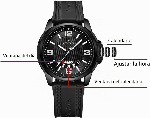 NAVIFORCE Reloj Impermeable para Hombres, Mujeres