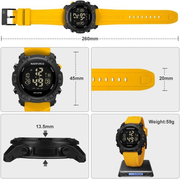 Naviforce Reloj Digital Deportivo Resistente al Agua