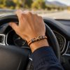 Pulsera Bandera de España Cuero Negro y Acero