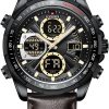 Naviforce Relojes Digitales Militares de para Hombres Reloj de Pulsera de Cuero Multifuncional de Cuarzo