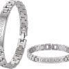 Pulsera Hombre Acero Inoxidable-Pulseras con Placa Grabable Personalizada-Grabado Personalizado Nombre
