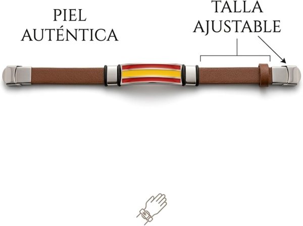 Pulsera Cuero Bandera España Hombre Mujer - Pulseras Selección Española Fútbol Aficionados