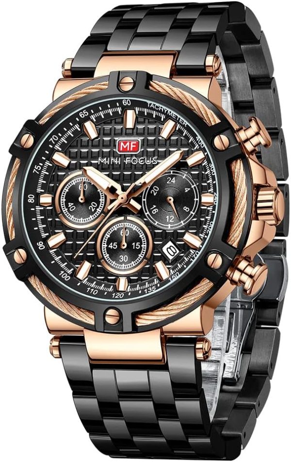 MF Mini Focus Relojes para Hombre de Negocios (cronógrafo/impermeable/luminoso/calendario/24 Horas) Relojes