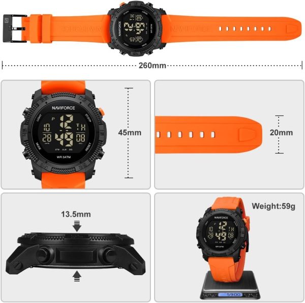 Naviforce Reloj Digital Deportivo Resistente al Agua