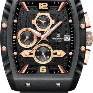 Naviforce Reloj Reloj de Pulsera Moda Hollow Big Dial Luminoso Impermeable Deporte Analógico Cuarzo Negocios
