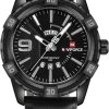 Naviforce Hombres de Lujo Relojes Deportivos Relojes de Cuarzo de Cuero a Prueba de Agua Reloj de Oro Fecha