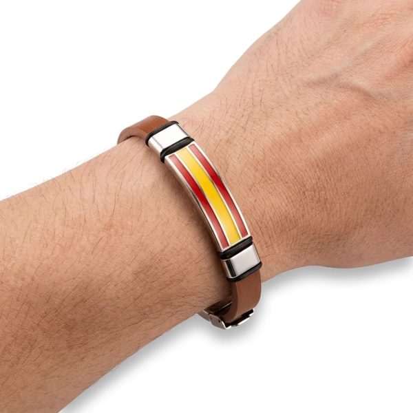 Pulsera Cuero Bandera España Hombre Mujer - Pulseras Selección Española Fútbol Aficionados