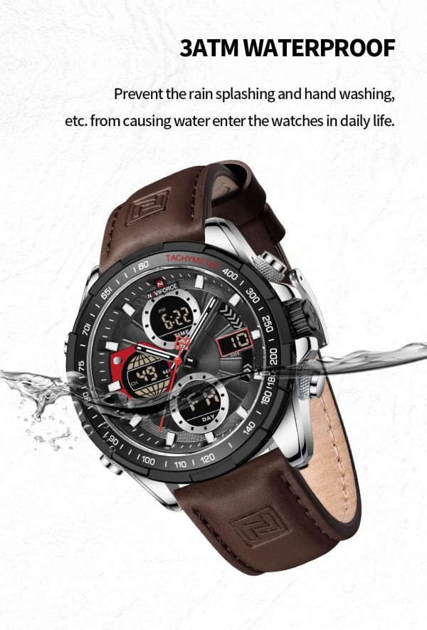Naviforce Relojes Digitales Militares de para Hombres Reloj de Pulsera de Cuero Multifuncional de Cuarzo