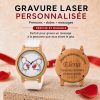 Reloj Madera Bambú Personalizado Mujer Correa Silicona - Grabado Personalizable