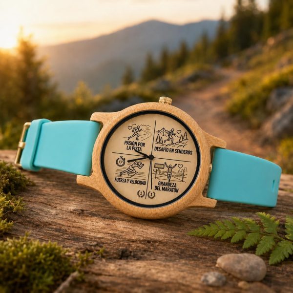 Reloj Deportivo Madera Bambú Personalizado - Grabado Láser
