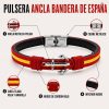 Pulsera Bandera de España Cuero Negro y Acero
