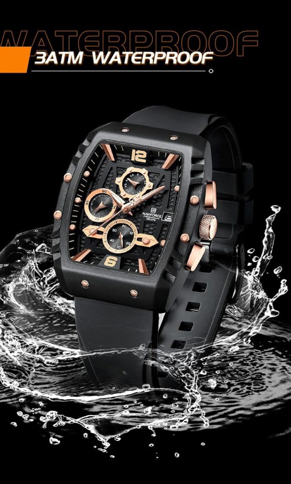 Naviforce Reloj Reloj de Pulsera Moda Hollow Big Dial Luminoso Impermeable Deporte Analógico Cuarzo Negocios