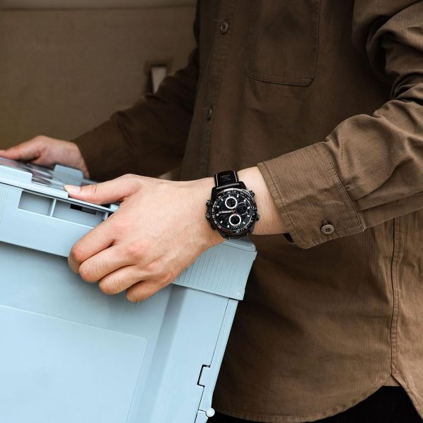 Naviforce Relojes Digitales Militares de para Hombres Reloj de Pulsera de Cuero Multifuncional de Cuarzo