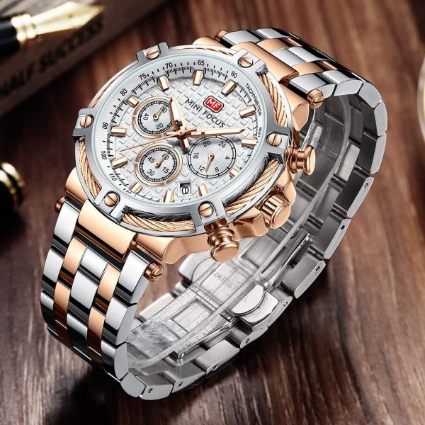 MF Mini Focus Relojes para Hombre de Negocios (cronógrafo/impermeable/luminoso/calendario/24 Horas) Relojes