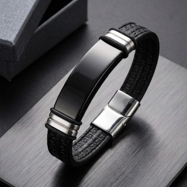Pulsera Piel Personalizable Hombre-Grabado Personalizado Nombre Fecha-Ajustable Cierre Seguro