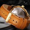 Naviforce Hombres de Lujo Relojes Deportivos Relojes de Cuarzo de Cuero a Prueba de Agua Reloj de Oro Fecha