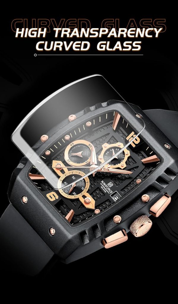 Naviforce Reloj Reloj de Pulsera Moda Hollow Big Dial Luminoso Impermeable Deporte Analógico Cuarzo Negocios
