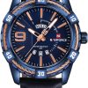 Naviforce Hombres de Lujo Relojes Deportivos Relojes de Cuarzo de Cuero a Prueba de Agua Reloj de Oro Fecha