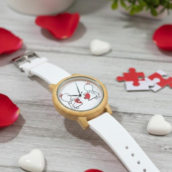 Reloj Madera Bambú Personalizado Mujer Correa Silicona - Grabado Personalizable