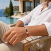 Pulsera Bandera de España Cuero Negro y Acero