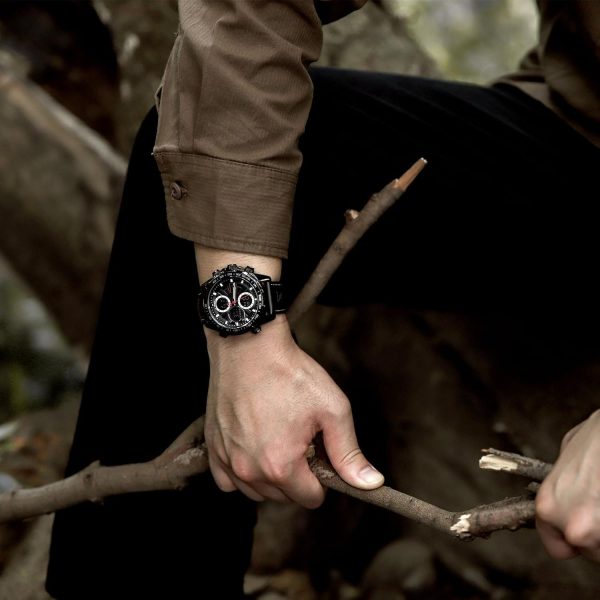 Naviforce Relojes Digitales Militares de para Hombres Reloj de Pulsera de Cuero Multifuncional de Cuarzo