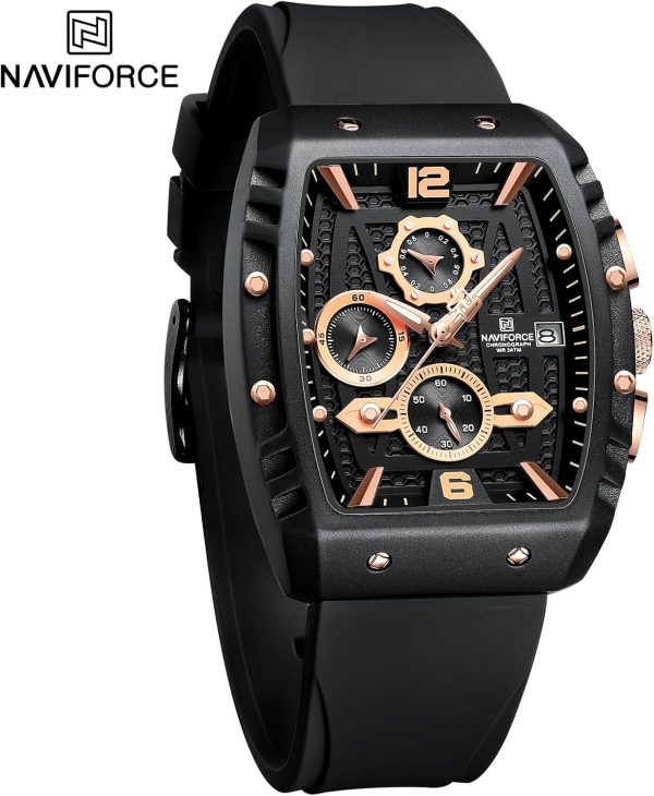 Naviforce Reloj Reloj de Pulsera Moda Hollow Big Dial Luminoso Impermeable Deporte Analógico Cuarzo Negocios