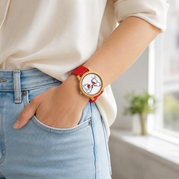 Reloj Madera Bambú Personalizado Mujer Correa Silicona - Grabado Personalizable