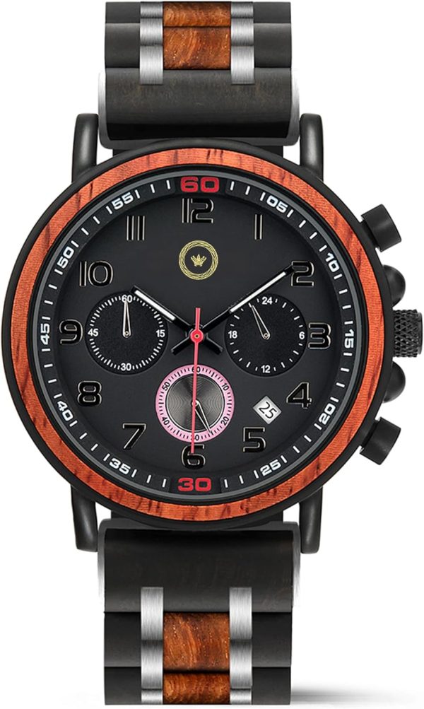Reloj Madera Personalizado Hombre Cronógrafo - Grabado Personalizable