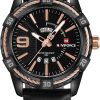 Naviforce Hombres de Lujo Relojes Deportivos Relojes de Cuarzo de Cuero a Prueba de Agua Reloj de Oro Fecha