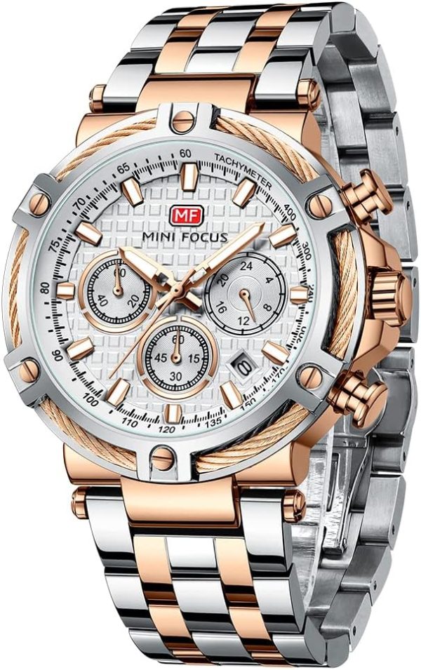 MF Mini Focus Relojes para Hombre de Negocios (cronógrafo/impermeable/luminoso/calendario/24 Horas) Relojes