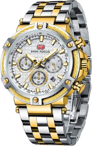 MF Mini Focus Relojes para Hombre de Negocios (cronógrafo/impermeable/luminoso/calendario/24 Horas) Relojes