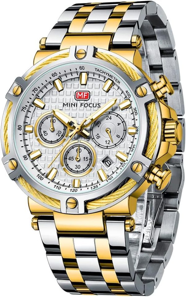 MF Mini Focus Relojes para Hombre de Negocios (cronógrafo/impermeable/luminoso/calendario/24 Horas) Relojes