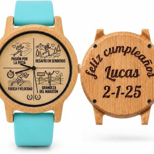 Reloj Deportivo Madera Bambú Personalizado - Grabado Láser