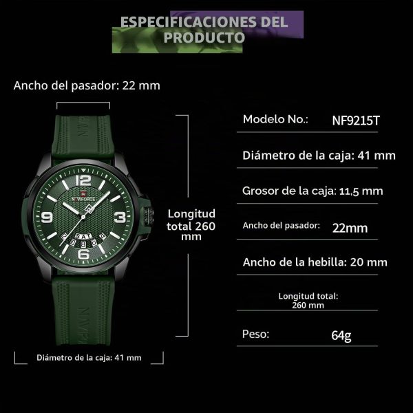 NAVIFORCE Reloj Impermeable para Hombres, Mujeres