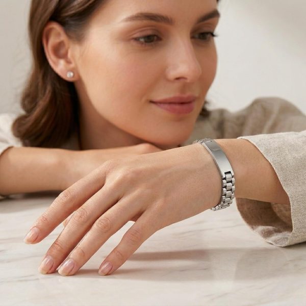 Pulsera Hombre Acero Inoxidable-Pulseras con Placa Grabable Personalizada-Grabado Personalizado Nombre