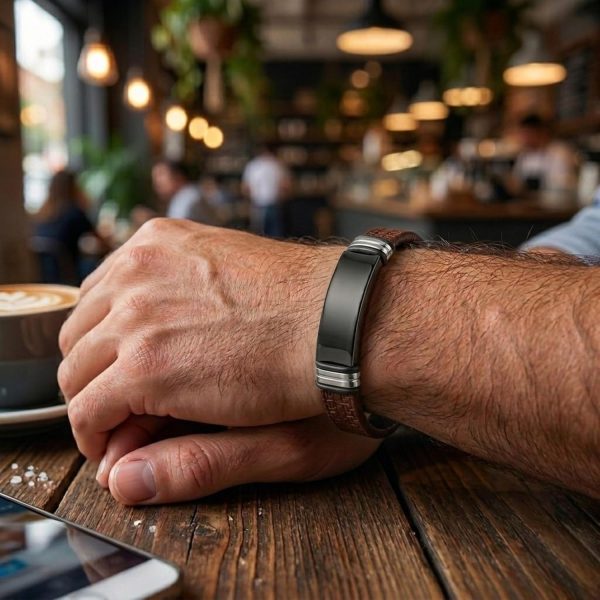 Pulsera Piel Personalizable Hombre-Grabado Personalizado Nombre Fecha-Ajustable Cierre Seguro