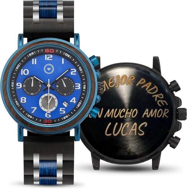 Reloj Madera Personalizado Hombre Cronógrafo - Grabado Personalizable