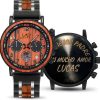 Reloj Madera Personalizado Hombre Cronógrafo - Grabado Personalizable