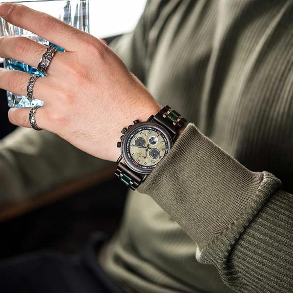 Reloj Madera Personalizado Hombre Cronógrafo - Grabado Personalizable