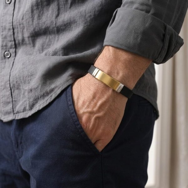 Pulsera Piel Personalizable Hombre-Grabado Personalizado Nombre Fecha-Ajustable Cierre Seguro