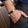 Pulsera Piel Personalizable Hombre-Grabado Personalizado Nombre Fecha-Ajustable Cierre Seguro