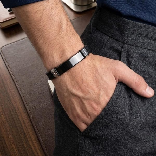 Pulsera Piel Personalizable Hombre-Grabado Personalizado Nombre Fecha-Ajustable Cierre Seguro