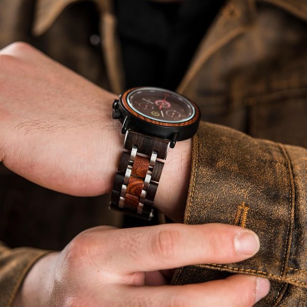 Reloj Madera Personalizado Hombre Cronógrafo - Grabado Personalizable